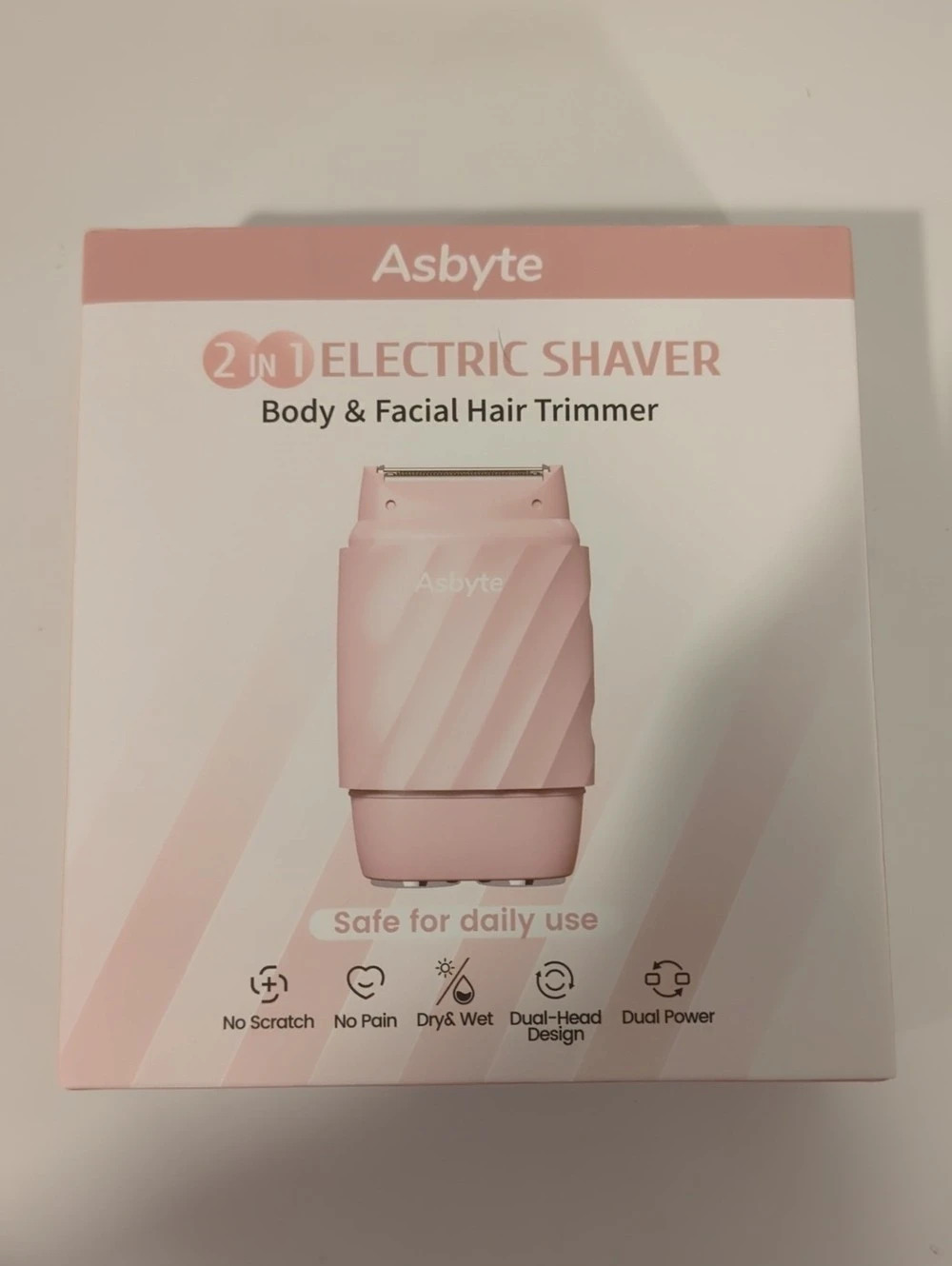 Asbyte 2 in 1 Electric Shaver Body & Facial Hair Trimmer Pink NWT